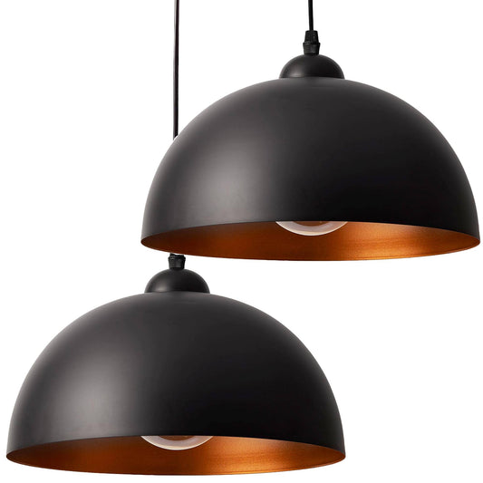 2x Pendelleuchte schwarz gold Hängeleuchte Deckenleuchte Retro-Design