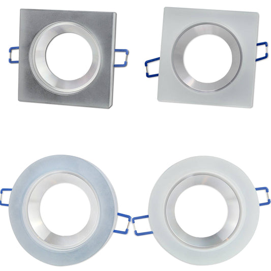 Einbaurahmen GU10 MR16 Glas rund eckig Gehäuse Einbaustrahler Spot LED Halogen