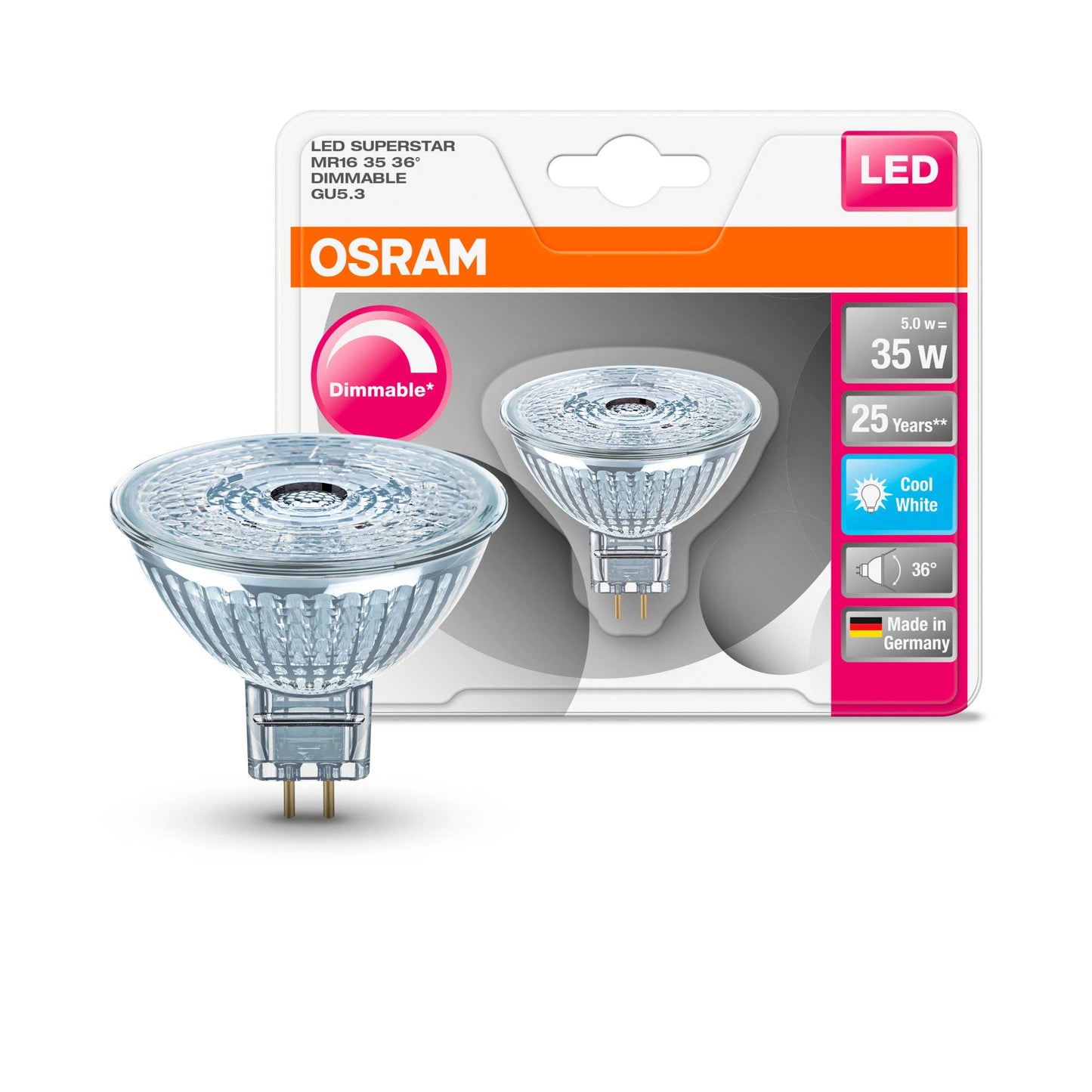 OSRAM MR16 LED SUPERSTAR Lampe Birne 12V Leuchtmittel Glas dimmbar Strahler