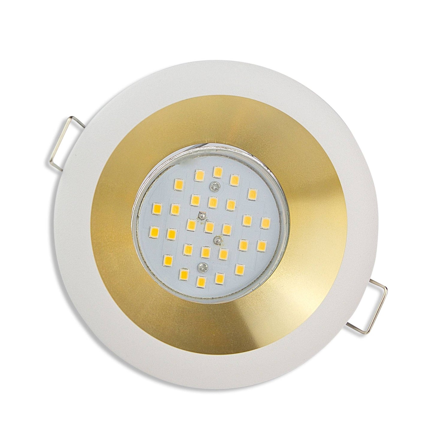 Einbau-Rahmen rund GU10 MR16 Gehäuse 75mm Einbauleuchte Spot gold LED Halogen