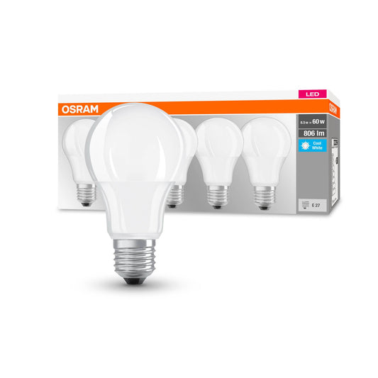 5er Pack Osram Base LED Glühbirne E27 kaltweiß matt Tropfenform Leuchtmittel