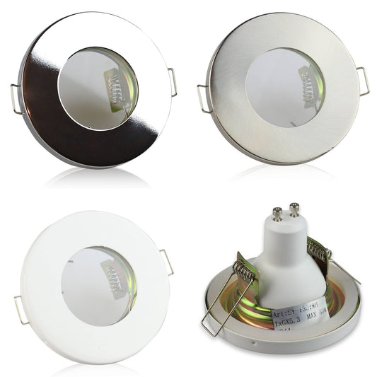 Einbaurahmen GU10 MR16 IP44 rund Badezimmer Gehäuse Sauna Spot LED Halogen