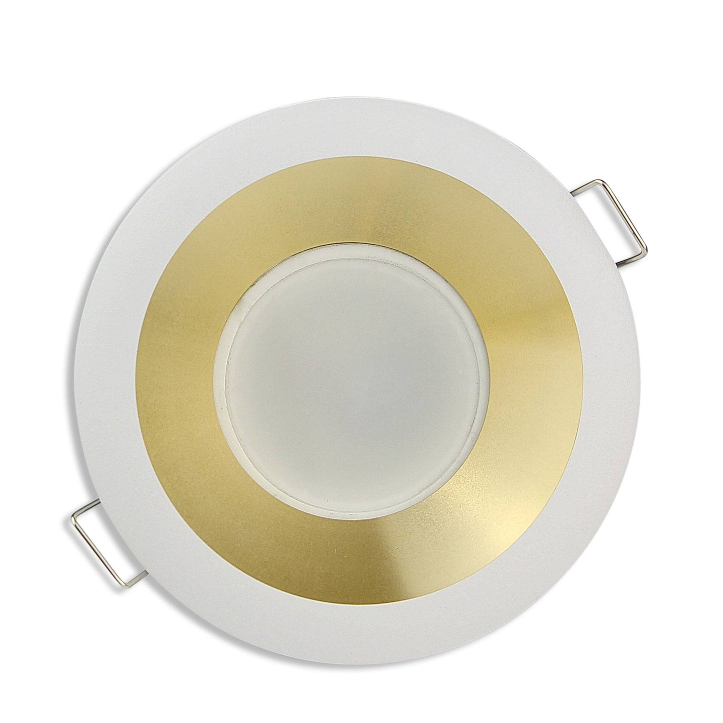 Einbau-Rahmen rund GU10 MR16 Gehäuse 75mm Einbauleuchte Spot gold LED Halogen