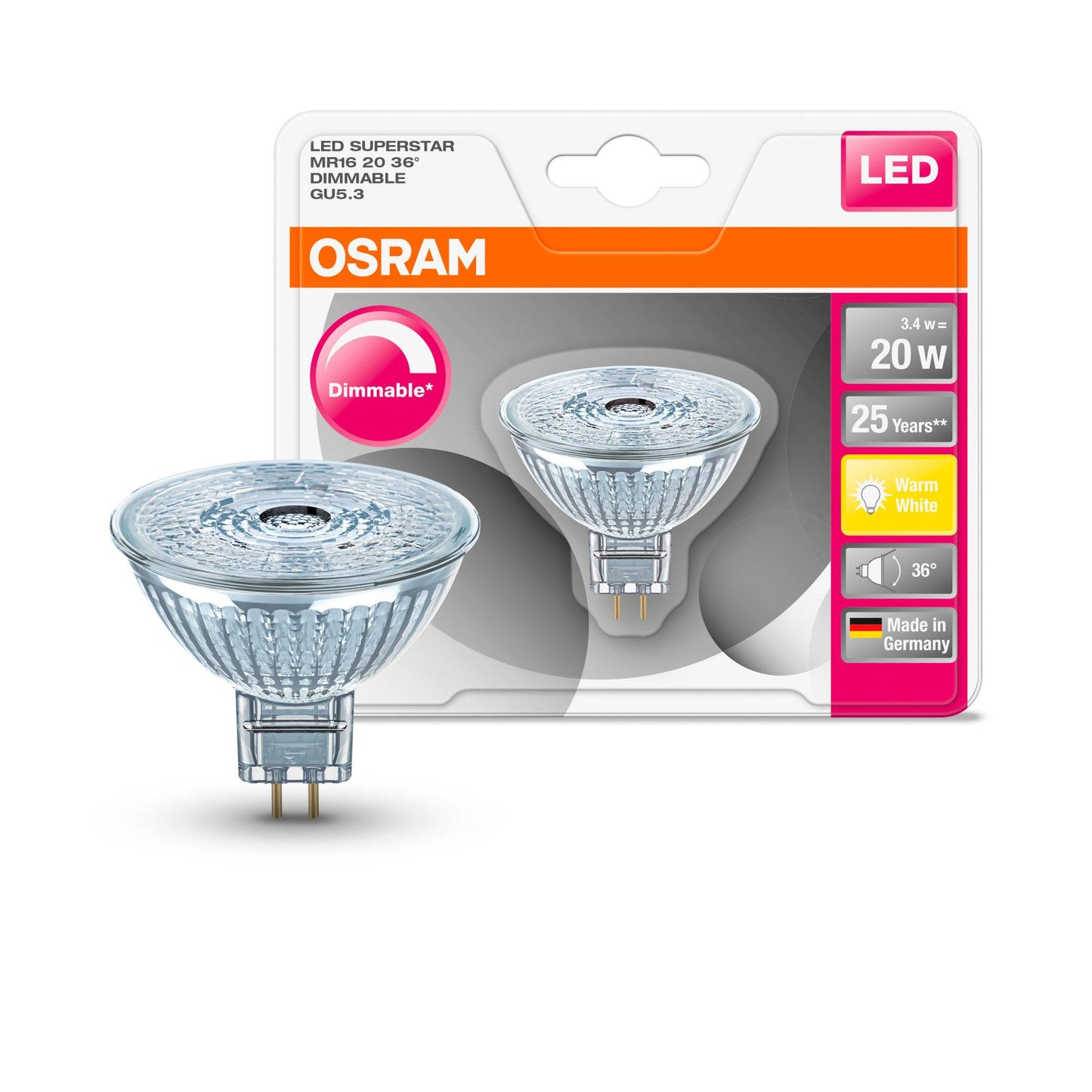 OSRAM MR16 LED SUPERSTAR Lampe Birne 12V Leuchtmittel Glas dimmbar Strahler