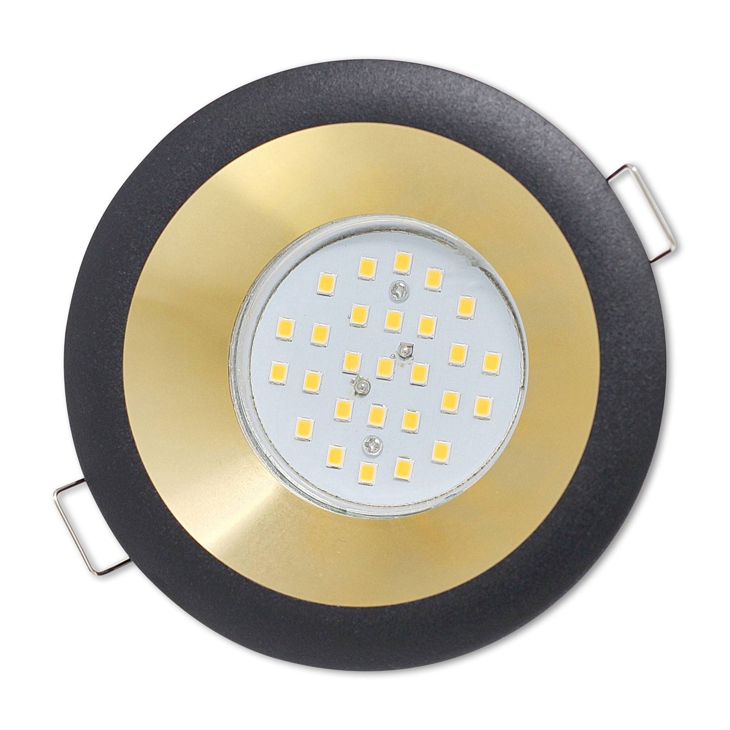 Einbau-Rahmen rund GU10 MR16 Gehäuse 75mm Einbauleuchte Spot gold LED Halogen