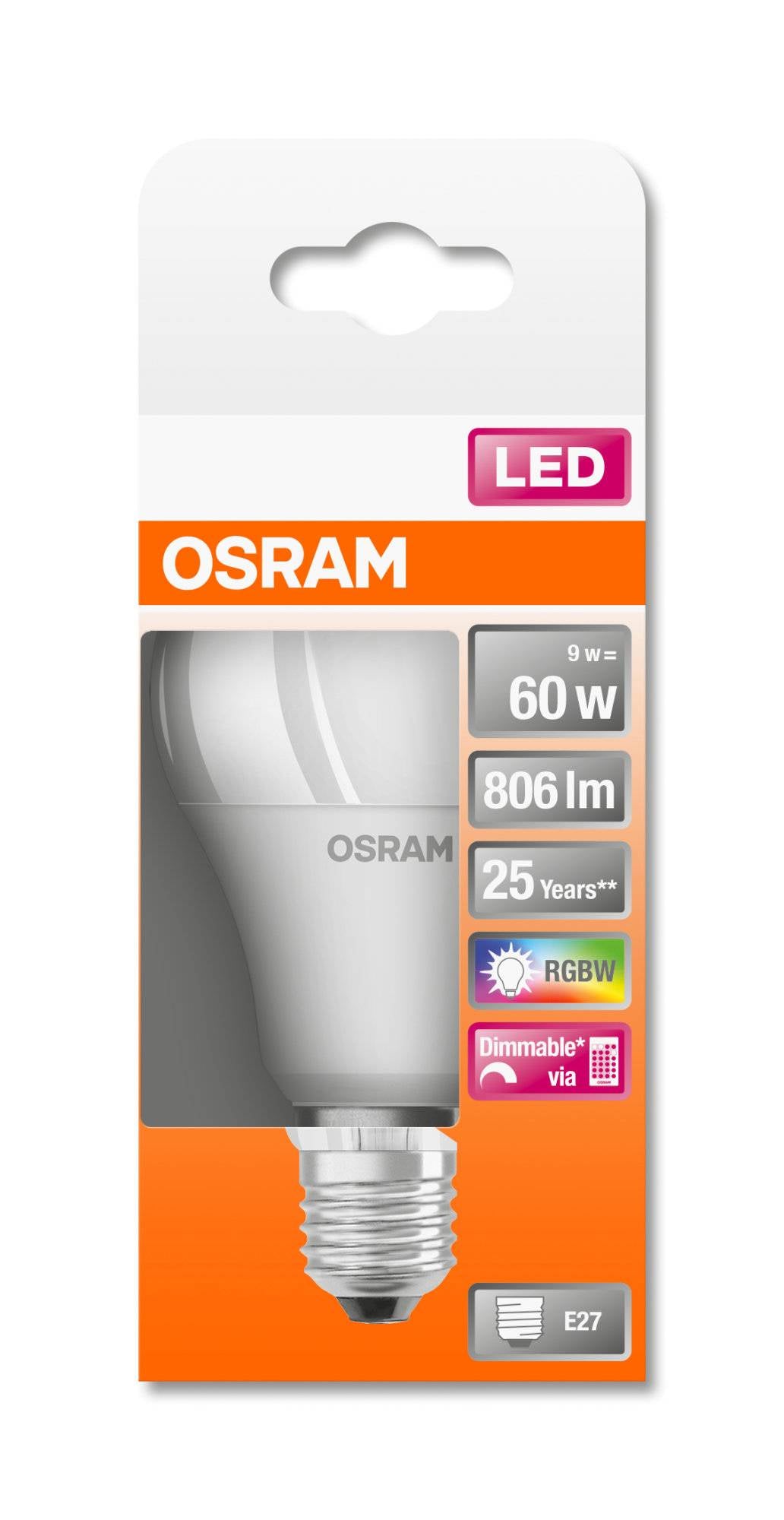 OSRAM E27 LED RGB-W Remote A60 Lampe dimmbar 9W Fernbedienung STAR+ Smart