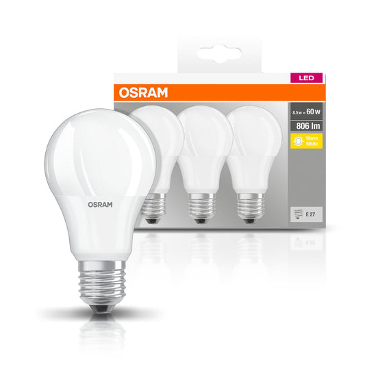 3er-Pack Osram LED Glühbirne Base A60 E27 Glühlampen Birnen warmweiß neutralweiß