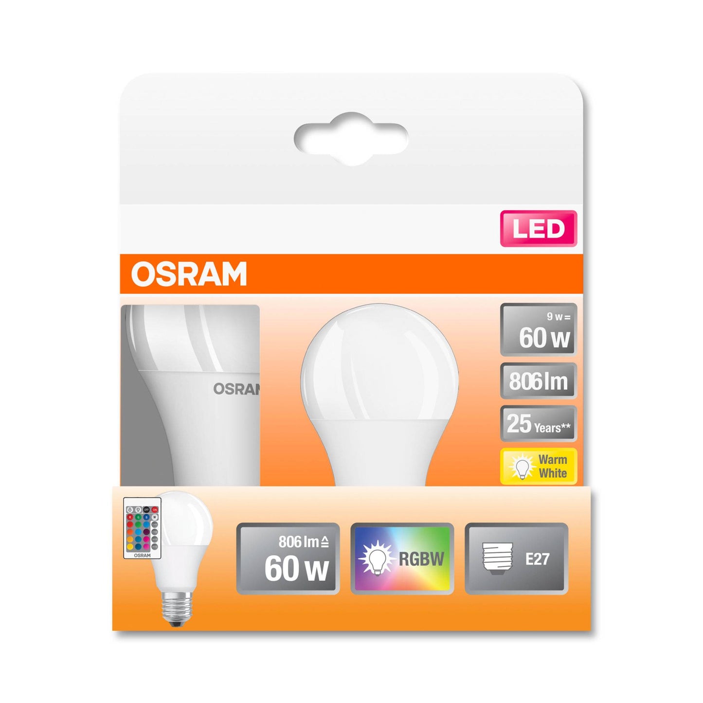 OSRAM E27 LED RGB-W Remote A60 Lampe dimmbar 9W Fernbedienung STAR+ Smart