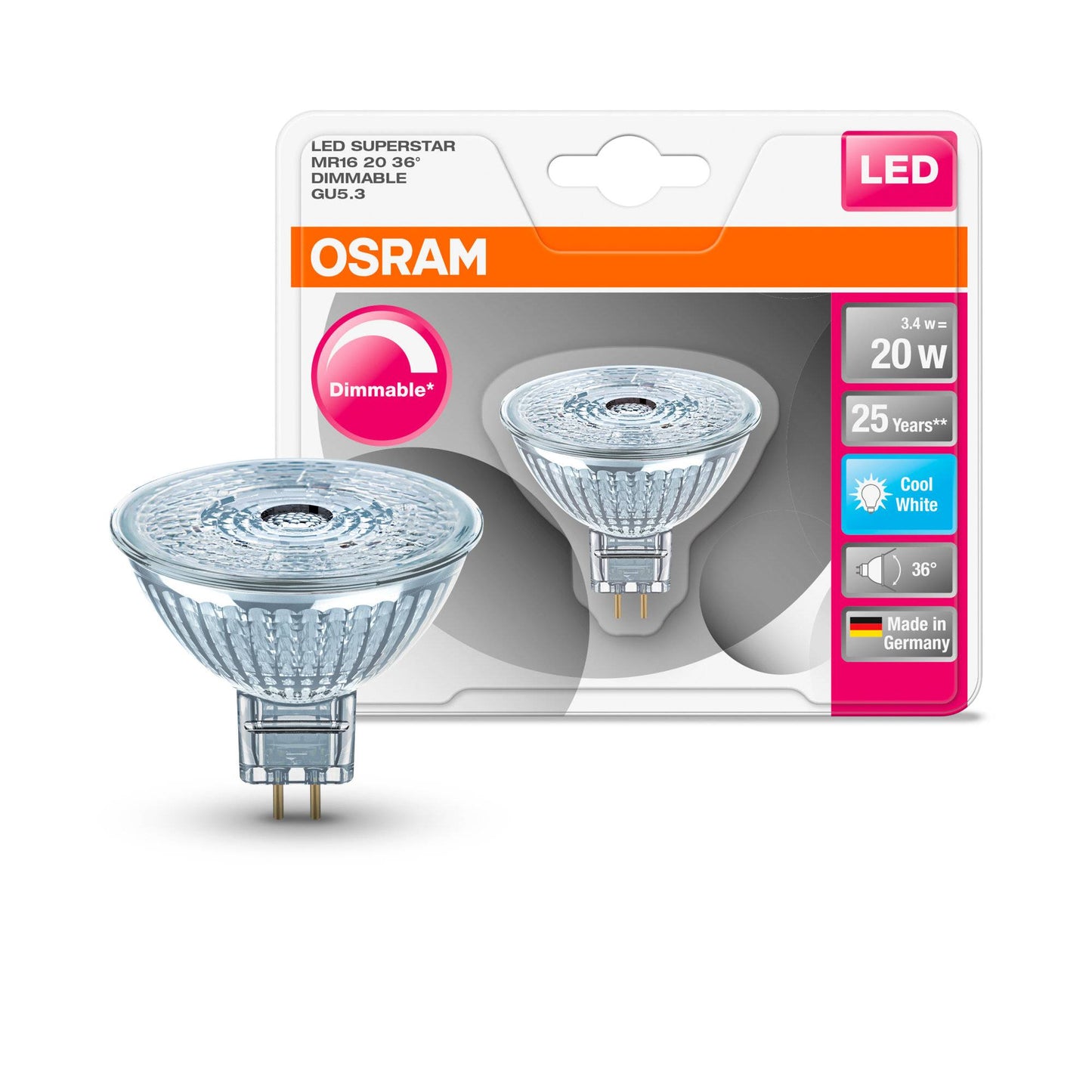 OSRAM MR16 LED SUPERSTAR Lampe Birne 12V Leuchtmittel Glas dimmbar Strahler