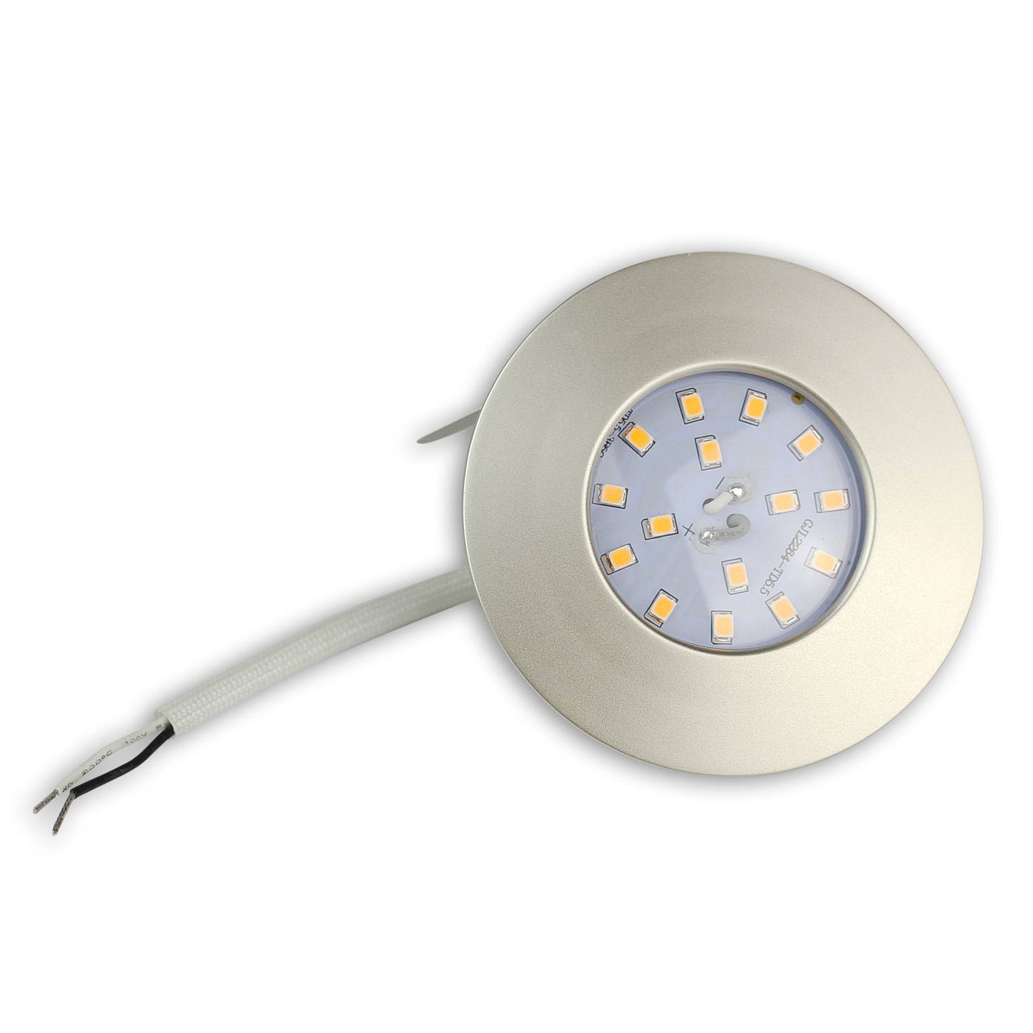 LED Einbaustrahler B Ware rund flach 5,5W IP 44 silber Bad 60mm Bohrloch 230V