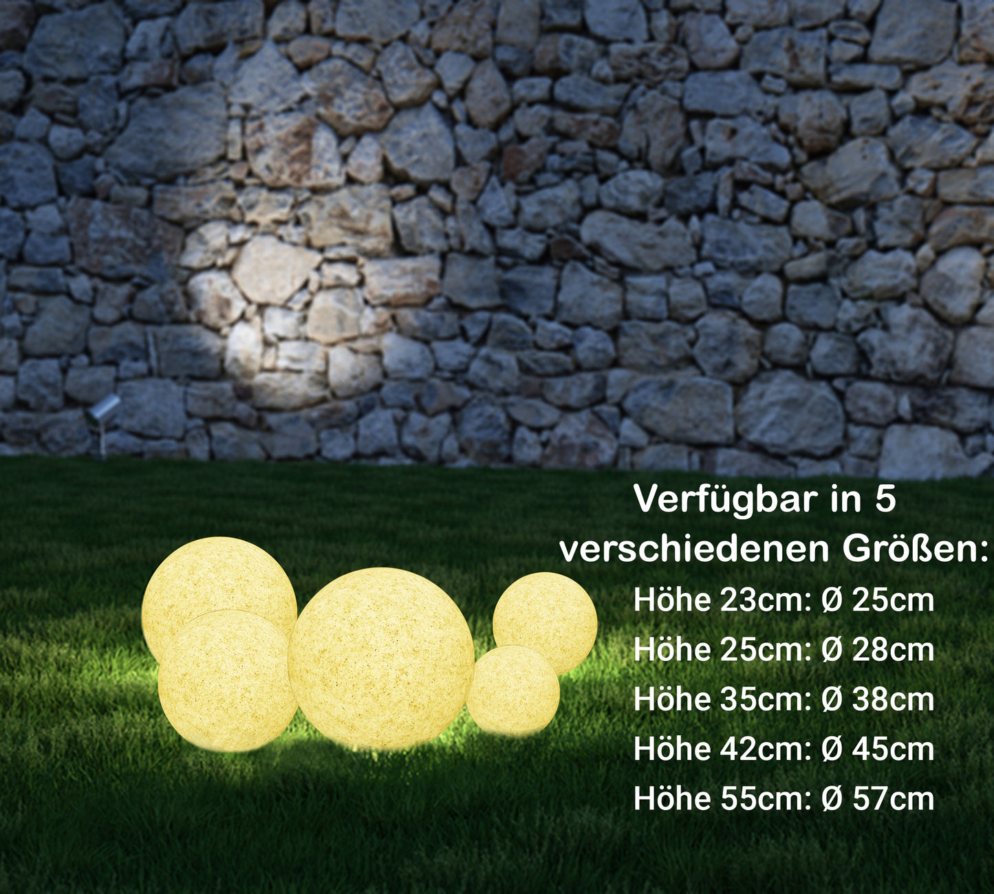 LED Leuchtkugel Kugel-Leuchte Außen-Lampe IP65 Stein Optik Gartenlampe E27